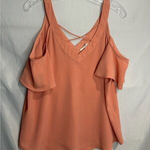 Mine - Size Large Coral Cold Shoulder Blouse